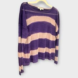 Loft - Sheer Striped Long Sleeve Top